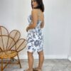 Vestido Curto com Bojo Estampa Floral Azul Marinho Fundo Off White - Fernanda Ramos Store