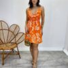 Vestido Curto Laura com Bojo e Laxtex Estampado Laranja - Fernanda Ramos Store