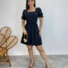 Vestido Curto Liz Manga Princesa com Bojo e Amarração Preto - Fernanda Ramos Store