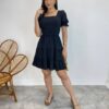 Vestido Curto Liz Manga Princesa com Bojo e Amarração Preto - Fernanda Ramos Store