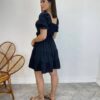 Vestido Curto Liz Manga Princesa com Bojo e Amarração Preto - Fernanda Ramos Store