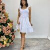 Vestido Curto Maitê com Bojo e Amarração de Coração Branco - Fernanda Ramos Store