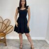 Vestido Curto Maitê com Bojo e Amarração de Coração Preto - Fernanda Ramos Store