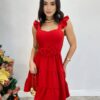 Vestido Curto Maitê com Bojo e Amarração de Coração Vermelho - Fernanda Ramos Store