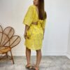 Vestido Curto sem Bojo Amarelo com Amarração Atrás Bordado Floral - Fernanda Ramos Store