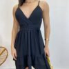 Vestido Curto Sofia Alça Regulável com Bojo e Amarração Preto - Fernanda Ramos Store