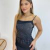 Vestido Feminino Curto sem Bojo Laura com Aplicações Preto - Fernanda Ramos Store