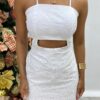 Vestido Feminino Curto Suzy Laise Branco com Abertura - Fernanda Ramos Store