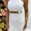 Vestido Feminino Curto Suzy Laise Branco com Abertura - Fernanda Ramos Store