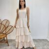 Vestido Feminino Longo Bianca em Camadas sem Bojo Nude - Fernanda Ramos Store