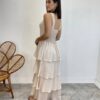 Vestido Feminino Longo Bianca em Camadas sem Bojo Nude - Fernanda Ramos Store