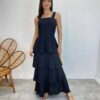 Vestido Feminino Longo Bianca em Camadas sem Bojo Preto - Fernanda Ramos Store