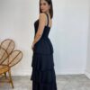 Vestido Feminino Longo Bianca em Camadas sem Bojo Preto - Fernanda Ramos Store