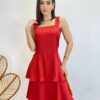 Vestido Feminino Longo Bianca em Camadas sem Bojo Vermelho - Fernanda Ramos Store