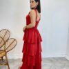 Vestido Feminino Longo Bianca em Camadas sem Bojo Vermelho - Fernanda Ramos Store