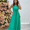 Vestido Longo Alícia sem Bojo com Abertura e Alça Regulável Verde - Fernanda Ramos Store