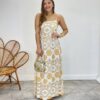 Vestido Longo Ana sem Bojo Alça Regulável Off White Estampado - Fernanda Ramos Store