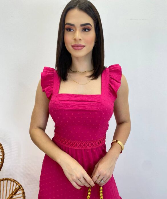 Vestido Longo Antonella com Bojo Pipoquinha Pink - Fernanda Ramos Store