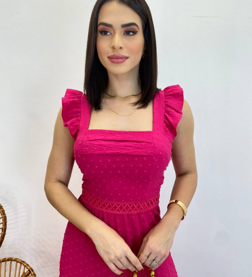 Vestido Longo Antonella com Bojo Pipoquinha Pink - Fernanda Ramos Store