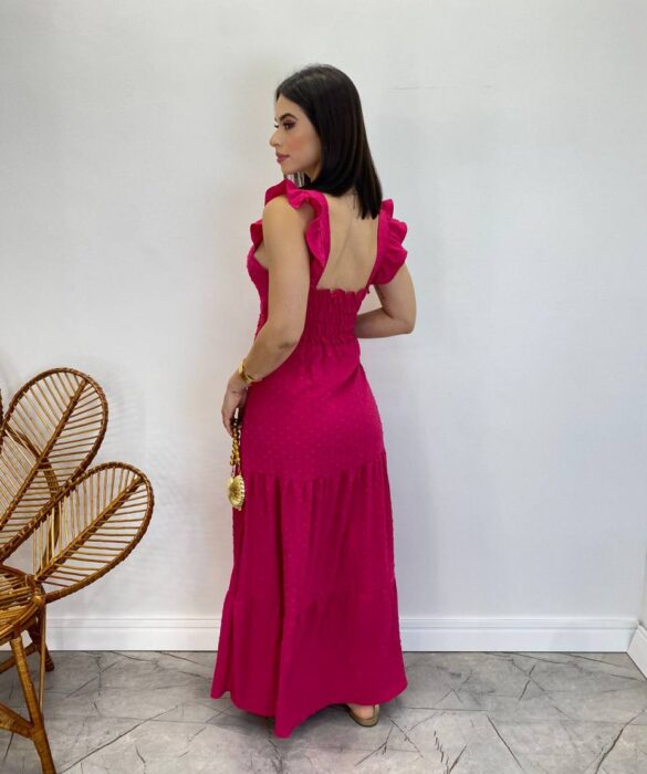 Vestido Longo Antonella com Bojo Pipoquinha Pink - Fernanda Ramos Store