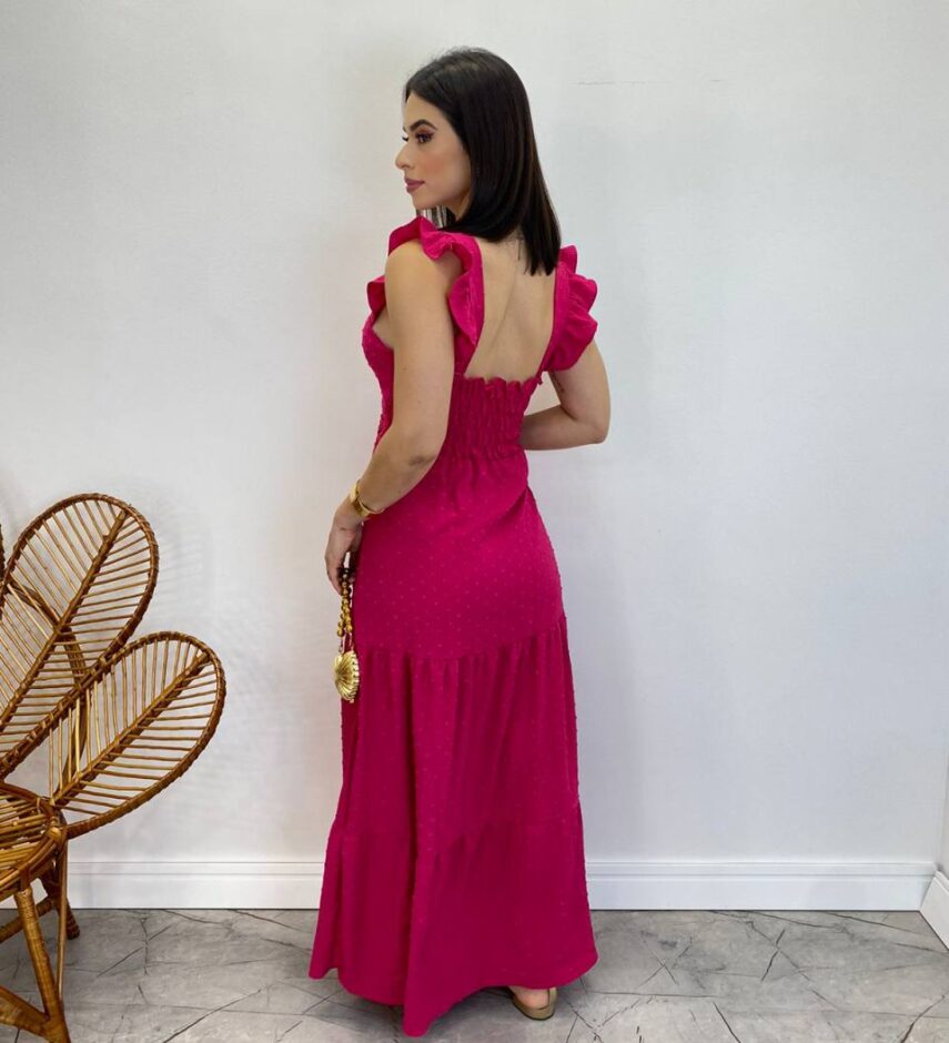 Vestido Longo Antonella com Bojo Pipoquinha Pink - Fernanda Ramos Store
