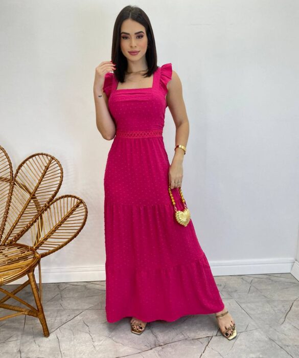 Vestido Longo Antonella com Bojo Pipoquinha Pink - Fernanda Ramos Store