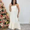 Vestido Longo Catarina sem Bojo com Alça Regulável Creme - Fernanda Ramos Store