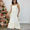 Vestido Longo Catarina sem Bojo com Alça Regulável Creme - Fernanda Ramos Store