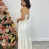 Vestido Longo Catarina sem Bojo com Alça Regulável Creme - Fernanda Ramos Store