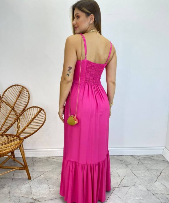 Vestido Longo Catarina sem Bojo com Alça Regulável Pink - Fernanda Ramos Store