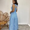 Vestido Longo com Bojo e Amarração nas Alças Listrado Azul - Fernanda Ramos Store