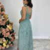 Vestido Longo com Bojo e Amarração nas Alças Listrado Verde - Fernanda Ramos Store