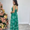 Vestido Longo com Bojo e Lastex Alça Regulável Estampado Verde - Fernanda Ramos Store