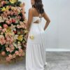 Vestido Longo com Bojo Heloisa com Fenda Branco - Fernanda Ramos Store