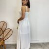 Vestido Longo Decote V com Bojo e Detalhe nas Alças Branco - Fernanda Ramos Store