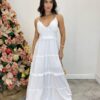 Vestido Longo Fernanda com Bojo e Amarração nas Alças Branco - Fernanda Ramos Store