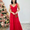 Vestido Longo Fernanda com Bojo e Amarração nas Alças Vermelho - Fernanda Ramos Store