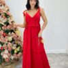 Vestido Longo Fernanda com Bojo e Amarração nas Alças Vermelho - Fernanda Ramos Store