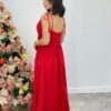 Vestido Longo Fernanda com Bojo e Amarração nas Alças Vermelho - Fernanda Ramos Store