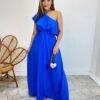 Vestido Longo Fernanda Nula Manga sem Bojo Azul com Amarração - Fernanda Ramos Store