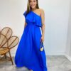 Vestido Longo Fernanda Nula Manga sem Bojo Azul com Amarração - Fernanda Ramos Store