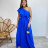 Vestido Longo Fernanda Nula Manga sem Bojo Azul com Amarração - Fernanda Ramos Store