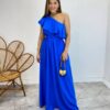 Vestido Longo Fernanda Nula Manga sem Bojo Azul com Amarração - Fernanda Ramos Store