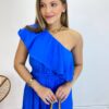 Vestido Longo Fernanda Nula Manga sem Bojo Azul com Amarração - Fernanda Ramos Store