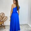 Vestido Longo Fernanda Nula Manga sem Bojo Azul com Amarração - Fernanda Ramos Store