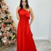 Vestido Longo Fernanda Nula Manga sem Bojo Vermelho com Amarração - Fernanda Ramos Store