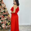 Vestido Longo Fernanda Nula Manga sem Bojo Vermelho com Amarração - Fernanda Ramos Store