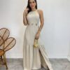 Vestido Longo Heloisa com Fenda Lateral e Bojo Cru - Fernanda Ramos Store