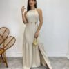 Vestido Longo Heloisa com Fenda Lateral e Bojo Cru - Fernanda Ramos Store