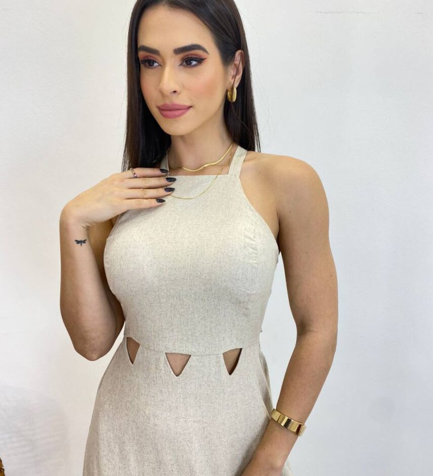 Vestido Longo Heloisa com Fenda Lateral e Bojo Cru - Fernanda Ramos Store